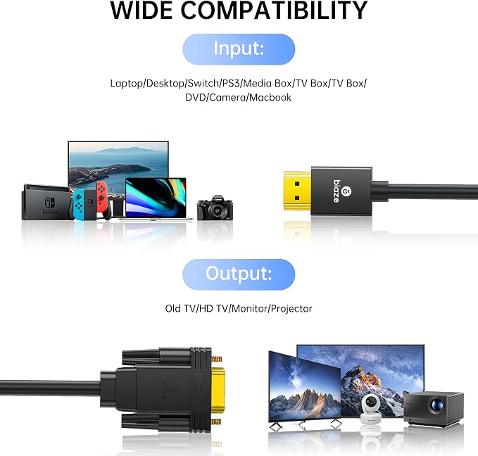6ft HDMI to VGA Cable – 1080P HD Video Converter Cord - Image 7