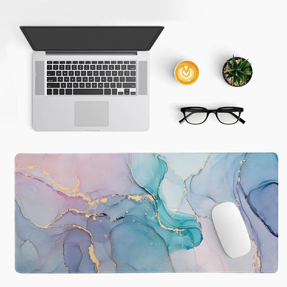 Teal Marble Extended Mouse Pad 31.5x11.8 Inch Turquoise Desk Marble Mousepad - Image 3