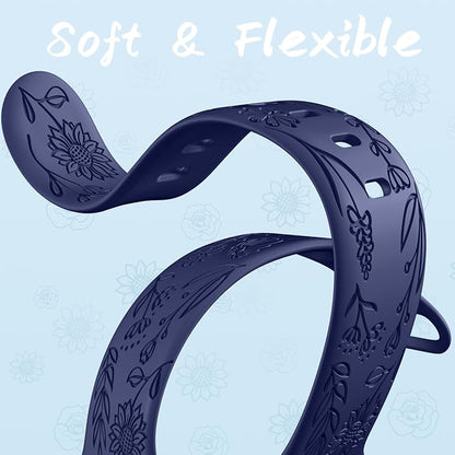SNBLK 6 Pack Floral Engraved Bands Compatible - Image 5