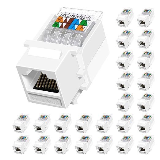 Cat6 RJ45 Keystone Jacks Toolless 25-Pack, Female RJ45 Connectors, Ethernet by Unknown