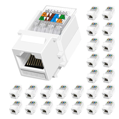 Cat6 RJ45 Keystone Jacks Toolless 25-Pack, Female RJ45 Connectors, Ethernet by Unknown