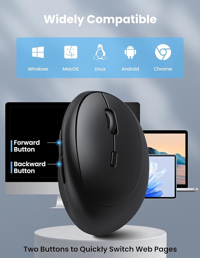 TECKNET Ergonomic Mouse, Rechargeable Battery, Quiet Clicks, 4800 DPI Adjustable - Image 6