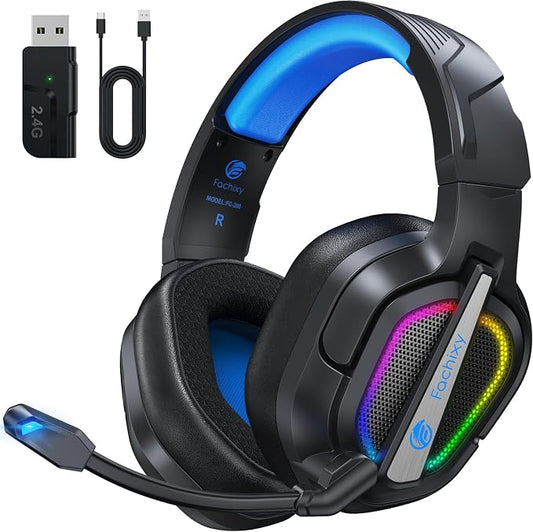 FC200 Wireless Gaming Headset for PS5, PS4-2.4GHz USB Foldable Headphones by FachixyUS