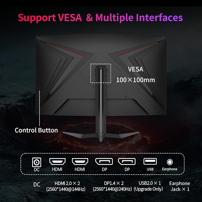 KTC 32Inch 240Hz Curved Gaming Monitor, 1000R VA, 4000:1 Contrast, Support - Image 6