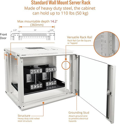Tecmojo 9U Wall Mount Rack Network Cabinet - Image 4