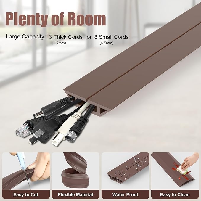 Eapele 6.5 ft Floor Cord Cover Heavy Duty Cable Protector, Cord Covers - Image 3
