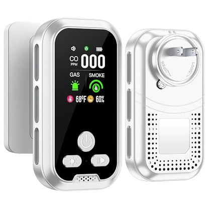 Plug in 6-in-1 Environment Detectors, HD Display Temperature Humidity Monitor by Home