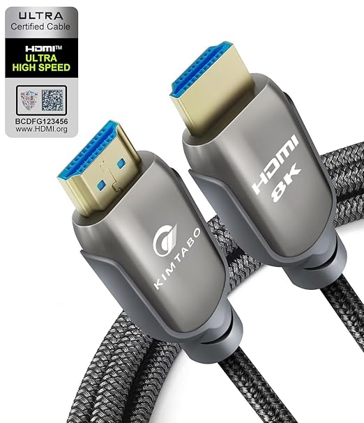 8K HDMI 2.1 Cable 6.6ft 48Gbps, Ultra High Speed HDMI Cable, 4K HD 120Hz 144Hz by KIMTABO