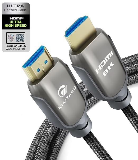 8K HDMI 2.1 Cable 10ft 48Gbps, Ultra High Speed HDMI Cable, 4K HD 120Hz 144Hz by KIMTABO