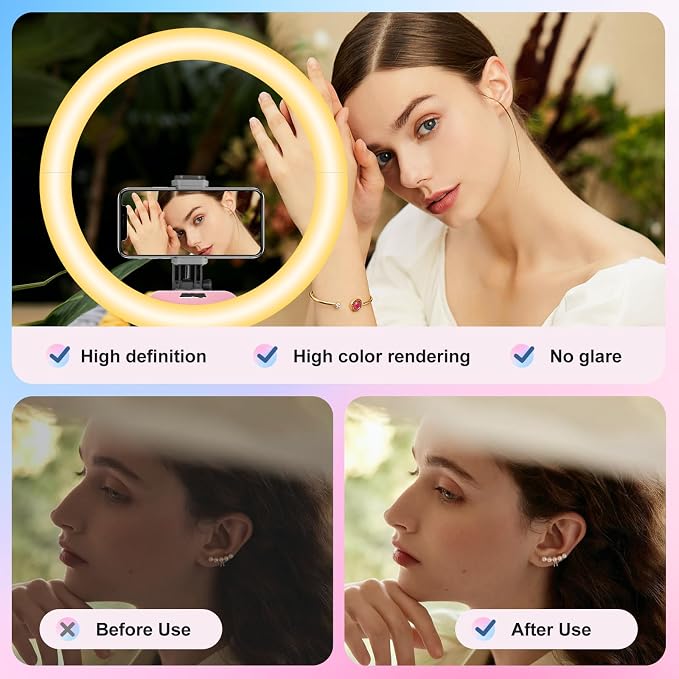 Aureday 14'' Pink Selfie Ring Light - Image 2