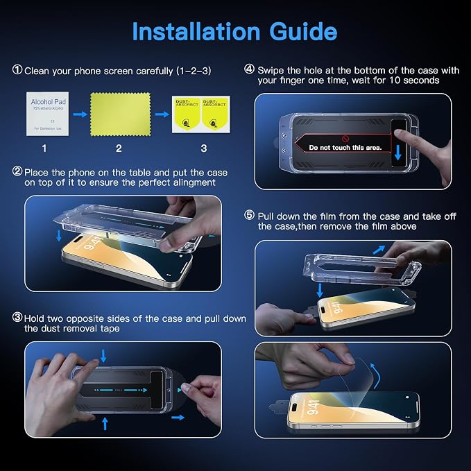Uyiton Compatible with iPhone 16 Plus Screen Protector - Image 5