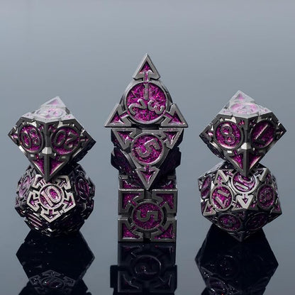 Purple Black Nickel Finish Heavy Metal DND Dice Set by Unknown