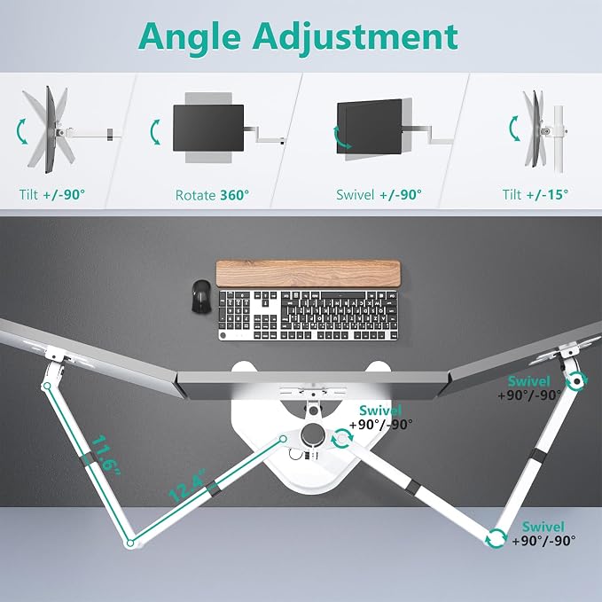 WALI Triple Monitor Stand, Free Standing Three LCD Monitor Fully Adjustable - Image 5