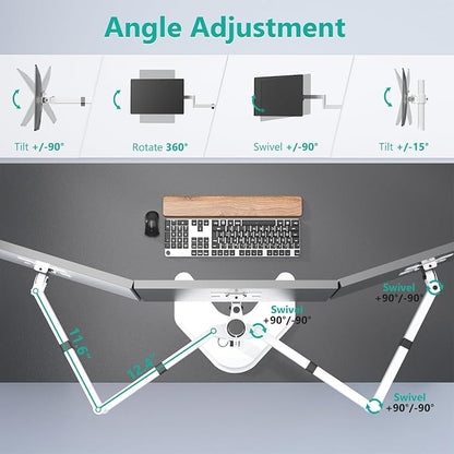 WALI Triple Monitor Stand, Free Standing Three LCD Monitor Fully Adjustable - Image 5