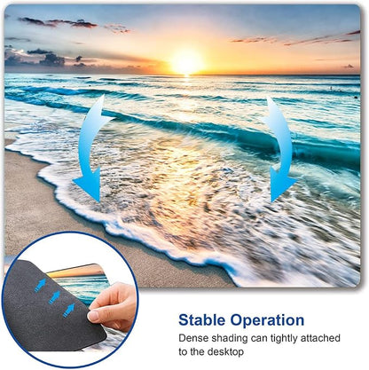 Beach Sunset Washable Square Waterproof Cute Gaming Office Laptop Mousepad - Image 6