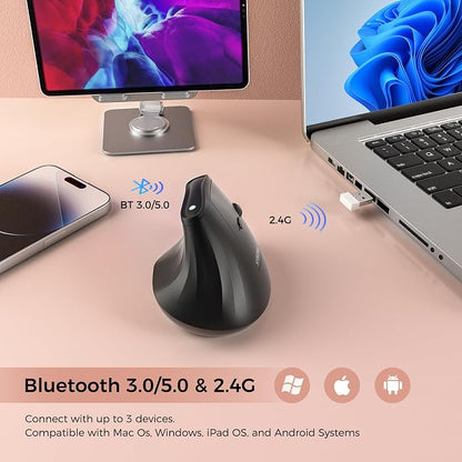 57° Ergonomic Wireless Tower Mouse, Vertical Quiet Ergo Mouse, 5 Buttons - Image 3