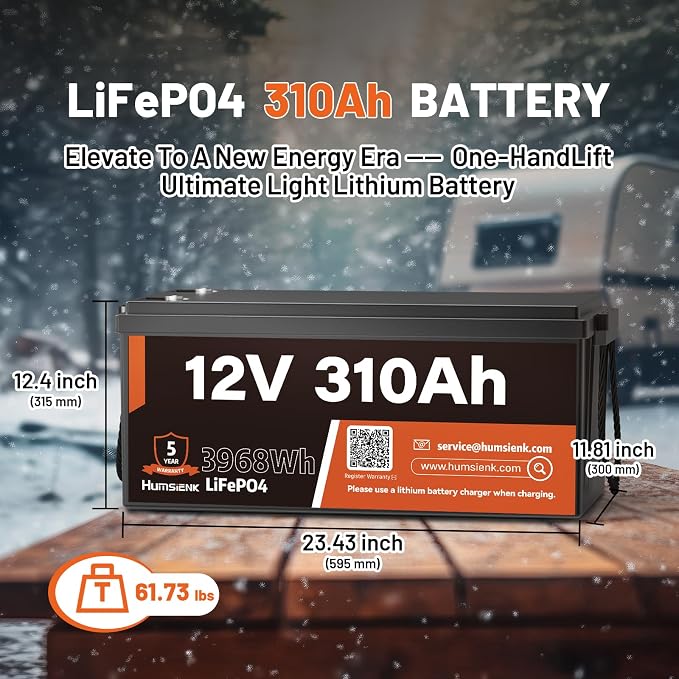 12V 310Ah LiFePO4 Lithium Battery – Max. 3968Wh, 15000+ Deep Cycle Battery - Image 5