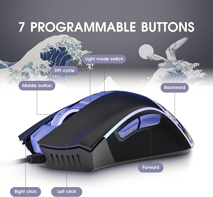 HITIME XVX Wired Gaming Mouse, 12000 DPI RGB Mouse - Image 6