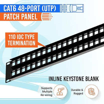 MONK CABLES | CAT6 Patch Panel | Inline | 48 Port - Image 3