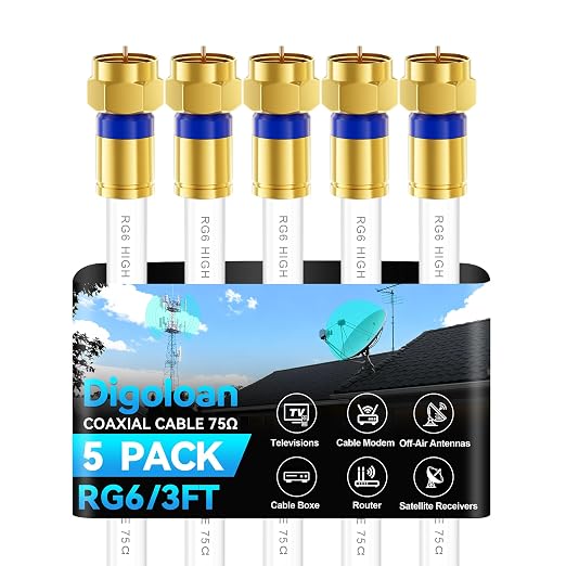 Coaxial Cable 3ft 5Pack, RG6 Coax Cable Cord Extender by Unknown