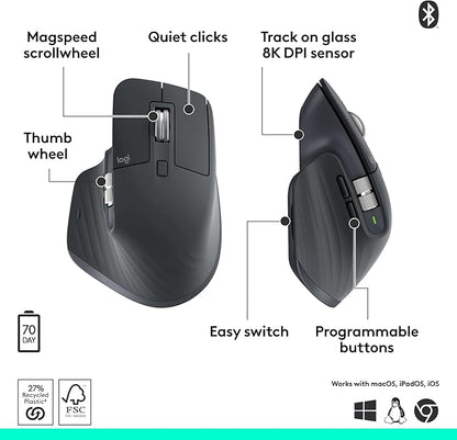 Logitech MX Master 3S Bluetooth Edition Wireless Mouse, No USB Receiver - Image 6
