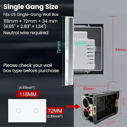 Zigbee Smart Switch Neutral Wire Required Need Zigbee Hub, 4.65 X 2.83 X 1.34 - Image 5