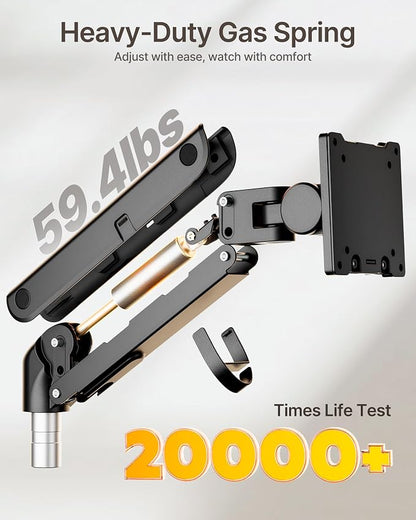 monTEK Dual Monitor Arm for up to 57" and 59.4 lbs Ultrawide Screen, Aluminum - Image 4