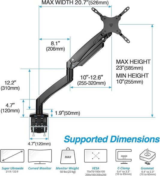 AVLT Single 17"-49" Super Ultrawide Monitor Arm - Image 2