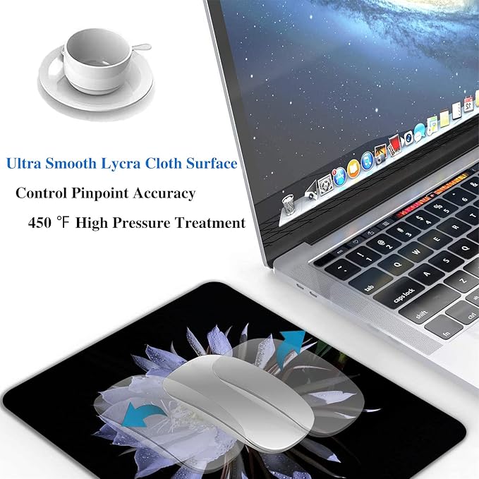 Night Blooming Flower Mouse Pad, Flawless White Flowers Mousepad - Image 4