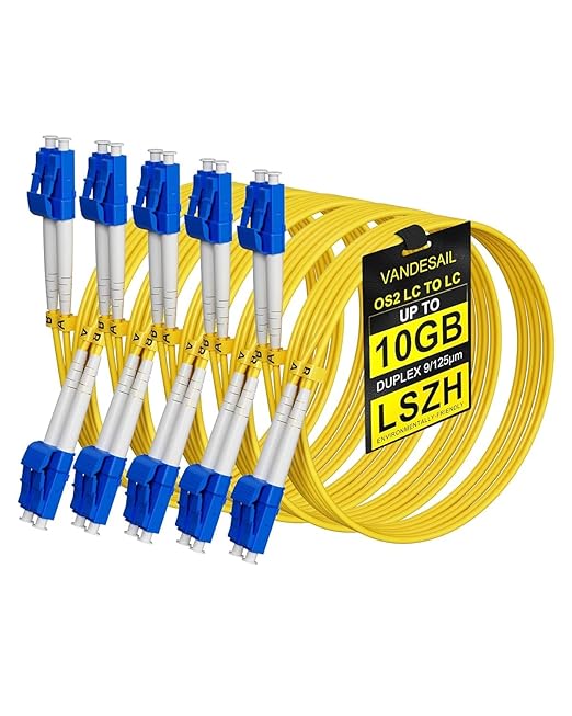 OS2 LC to LC Single Mode Fiber Patch Cable 7M Duplex, 1G/10G/40Gbps, Compatible by VANDESAIL