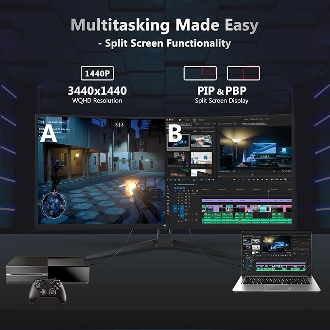 Z-Edge 34" Curved Gaming Monitor, WQHD 1440P 165Hz 144Hz PC Monitor, MPRT 1ms - Image 5