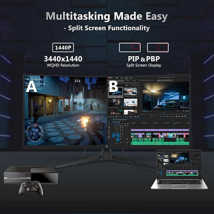 Z-Edge 34" Curved Gaming Monitor, WQHD 1440P 165Hz 144Hz PC Monitor, MPRT 1ms - Image 5