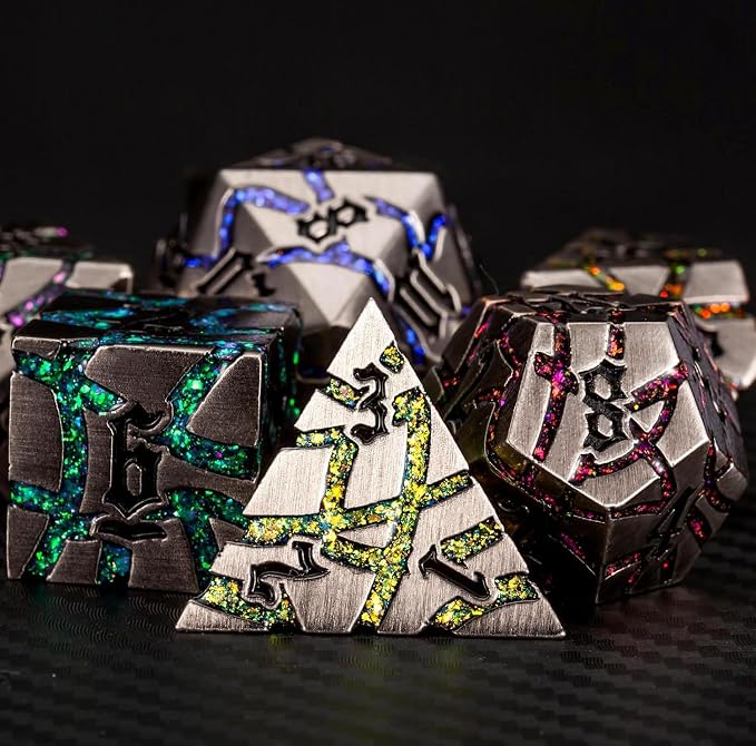 Metal Dice Set D&D, Crack Metallic DND Dice Set - Image 3