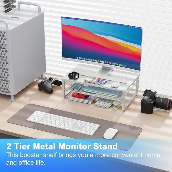 gianotter 2-Tier Metal Monitor Stand Riser, Desk Accessories & Workspace Desk - Image 2