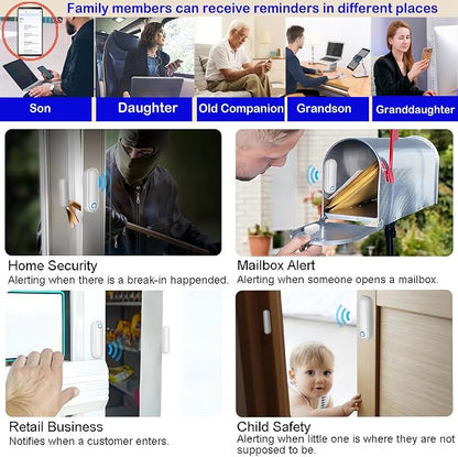 Door Chime with Phone App, WiFi Door Open Contact Sensor Alarm Chime with 600 - Image 4