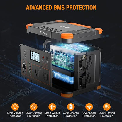 Portable Power Station 500W, 519Wh Outdoor Solar Generator Backup Battery Pack - Image 7
