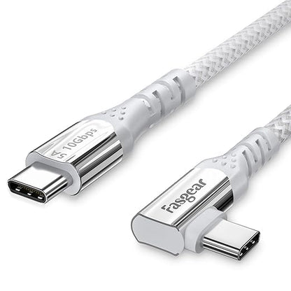 Fasgear 100W USB C to Type C 90 Degree Cable 6ft, USB 3.1 Gen 2 10Gbps Data by Fasgear