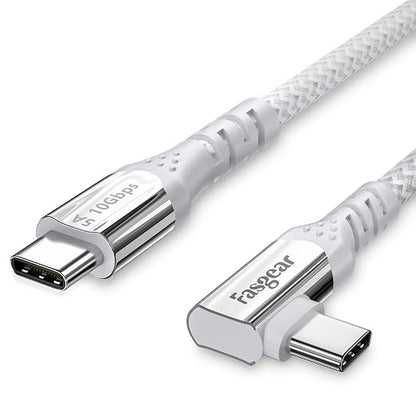 Fasgear 100W USB C to Type C 90 Degree Cable 10ft, USB 3.1 Gen 2 10Gbps Data 5A by Fasgear