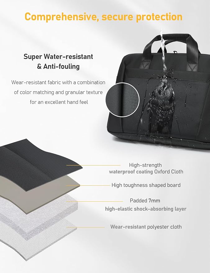 15-16 Inch Laptop Shoulder Bag Business Briefcase Water Resistant Computer - Image 3