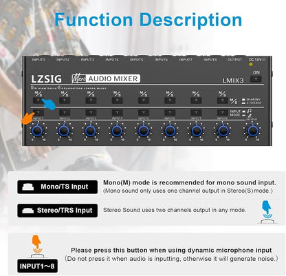 LZSIG Audio Mixer, Stereo Line Mixer - Image 5