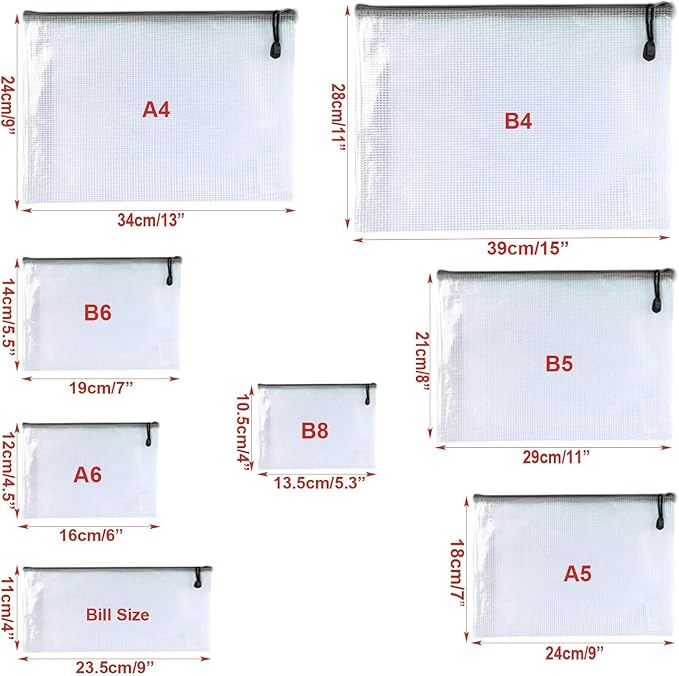 Oaimyy-12 Pcs A6, Mesh Zipper Pouch Document Folders Bag Zipper Zip File Folders - Image 2