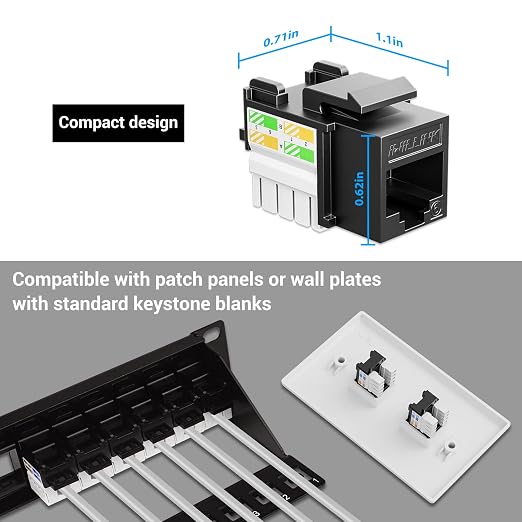 Iwillink 10Gbps Cat6 Keystone Jack RJ45 Modular Ethernet Jack Insert, Punch - Image 4
