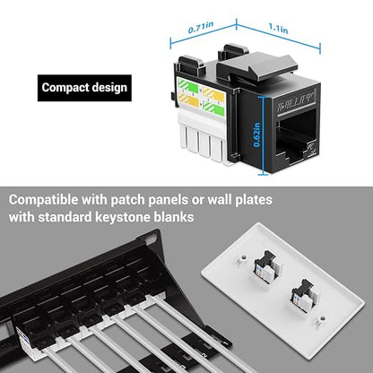 Iwillink 10Gbps Cat6 Keystone Jack RJ45 Modular Ethernet Jack Insert, Punch - Image 4