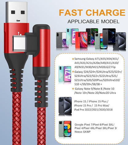 sweguard USB Type C Charger Cable Right Angle iPhone 16 Charger Nylon Braided - Image 2