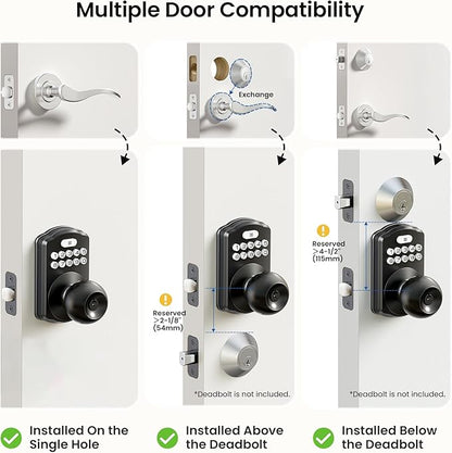 Veise KS03 Keypad Door Knob Lock, Keyless Entry Digital Lock - Image 9
