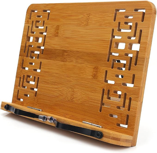 wishacc Bamboo Book Stand Reading Rest Holder Cookbook Cook Stand/Foldable by wishaccDirect