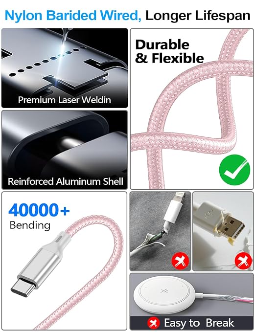 2 Pack Charging Cable for Apple Watch Charger/Samsung/iPhone Charger, - Image 5
