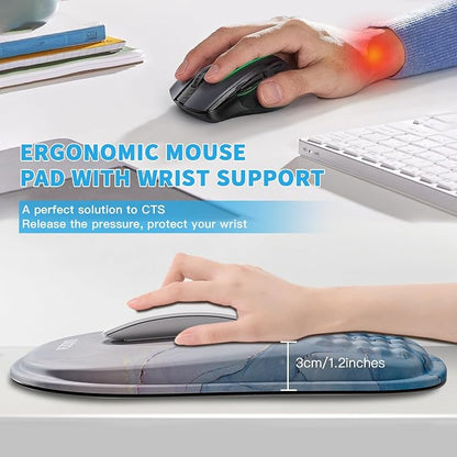 Mouse Pad with Wrist Rest, Ergonomic Mousepads with Wrist Support, Soft Lycra - Image 2