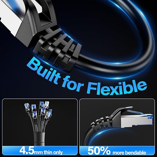 Cat6A Ethernet Cable Shielded 10Gbps 150 ft, Slim Shielded Ethernet Cable Cat 6 - Image 4