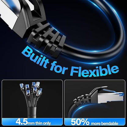 Cat6A Ethernet Cable Shielded 10Gbps 14 ft, Slim Shielded Ethernet Cable Cat 6 - Image 4